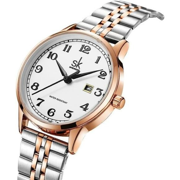 SK Women Watches with Stainless Steel Band, Calendar Watch